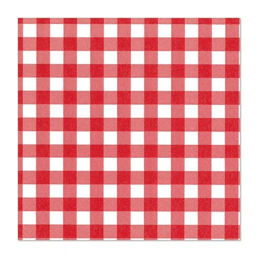 Serviettes Papstar Vichy Karo, 3 plis, pliage 1/4, 33 cm x 33 cm, rouges - 100 unités