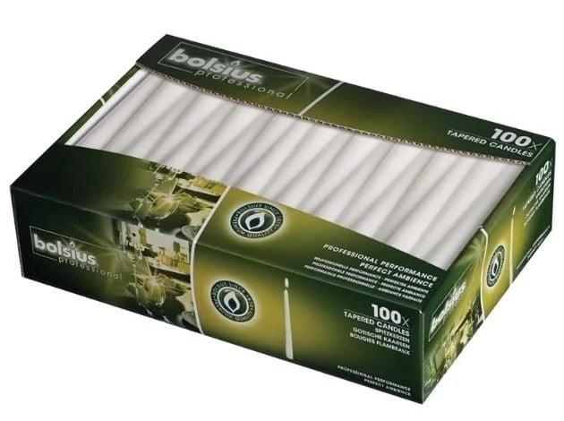 Bolsius Spitzkerze Weiss  - 100 Stk.