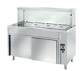 Table de maintien au chaud en libre-service PROFI ventilée avec portes coulissantes et rehausse vitrée angulaire 1500x700x1300 - 4x GN 1/1