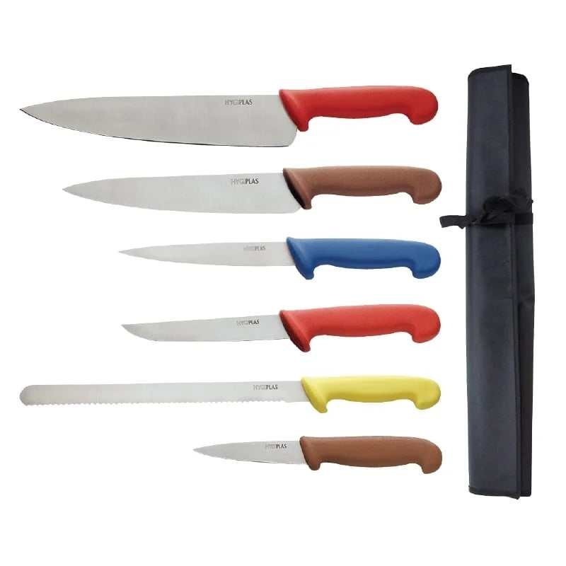 Coffret de couteaux à code couleur Hygiplas - 7 pièces