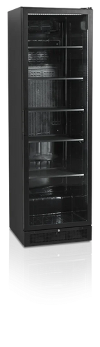 Armoire réfrigérée à boissons noire - 387 l - porte vitrée - froid ventilé