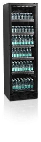 Armoire réfrigérée à boissons noire - 387 l - porte vitrée - froid ventilé