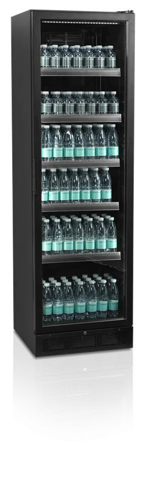 Armoire réfrigérée à boissons noire - 387 l - porte vitrée - froid ventilé