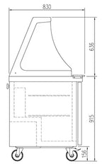 Coreco Saladette US Range 700 - 1/0 avec rehausse vitrée