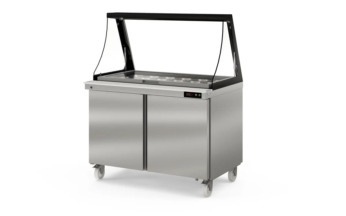 Coreco Saladette US Range 1200 - 2/0 avec rehausse vitrée