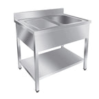 Spültisch Basic 10x6 mit 1 Becken rechts, Aufkantung und Grundboden