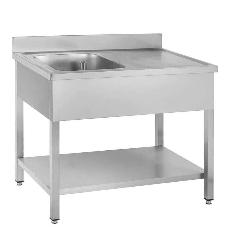 Spültisch Basic 10x7 mit 1 Becken links, Aufkantung und Grundboden