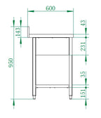 Spültisch Basic 16x6 mit 2 Becken links, Aufkantung und Grundboden