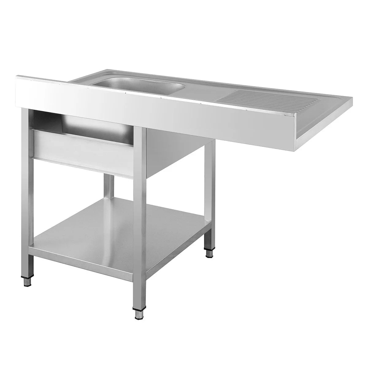 Centre de plonge Basic 12x7 avec 1 cuve à droite, dosseret et étagère inférieure