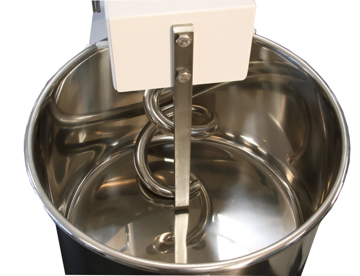 Pétrin à spirale PROFI 22 Litres 400V avec roulettes - tête fixe