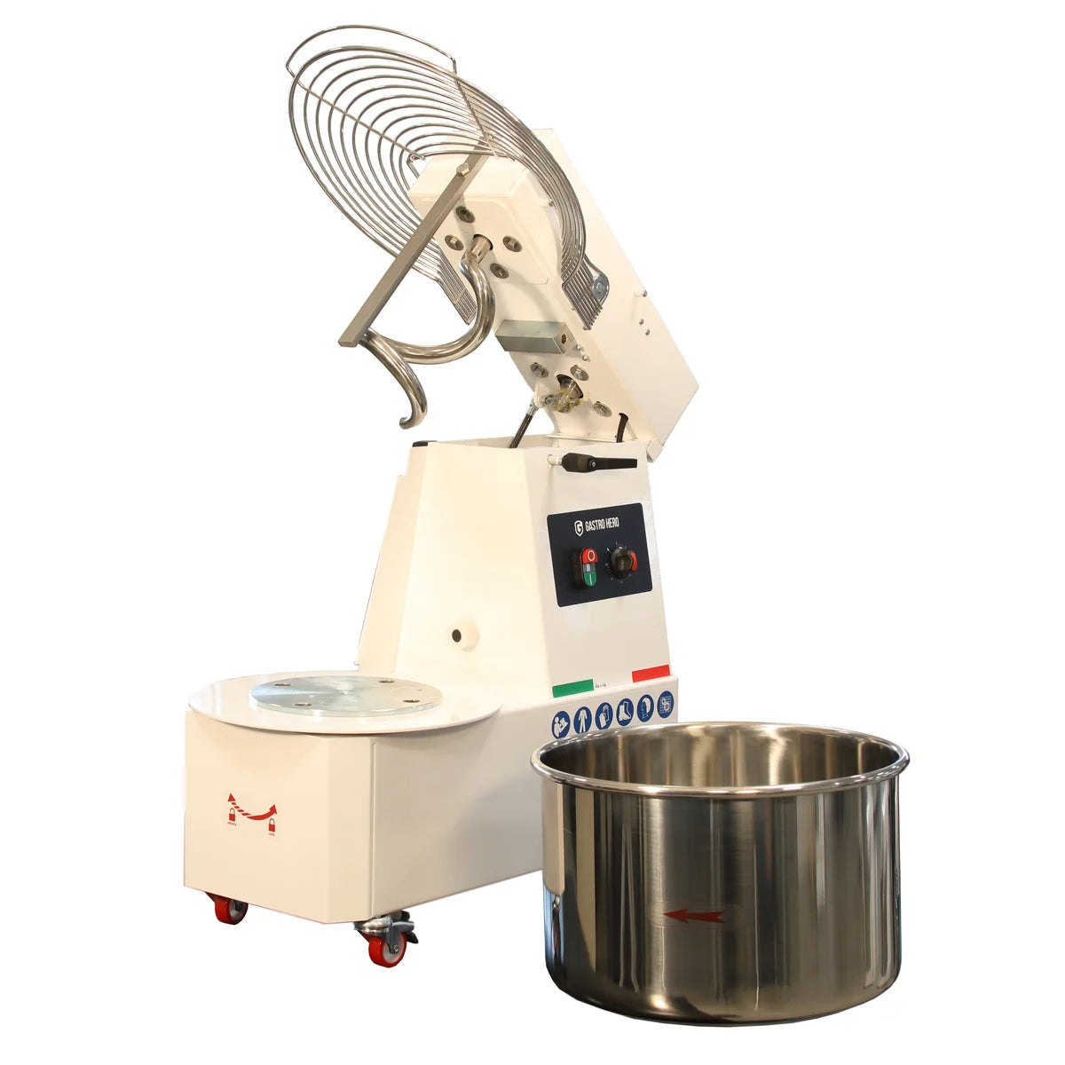 Spiral-Teigknetmaschine PROFI 22 Liter 400V mit Rollen - variabler Kopf