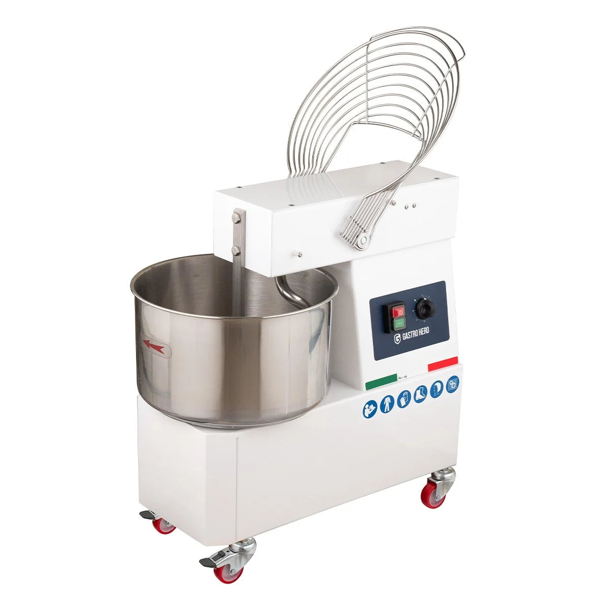 Pétrin à spirale PROFI 22 Litres 230V avec roulettes - tête fixe