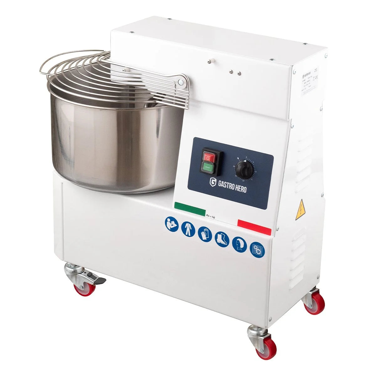 Pétrin à spirale PROFI 22 Litres 230V avec roulettes - tête fixe