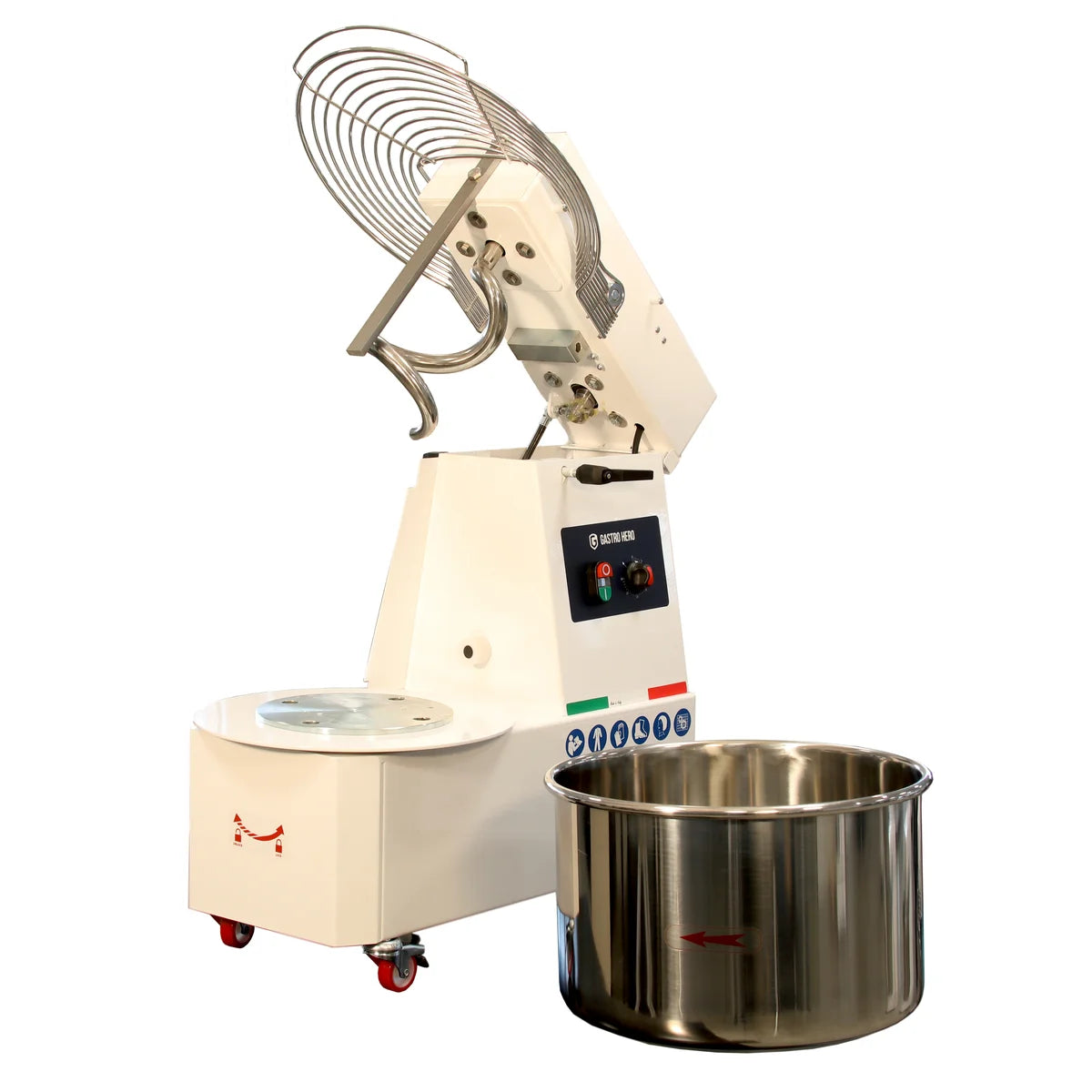 Pétrin à spirale PROFI 42 Litres 400V avec roulettes - tête basculante