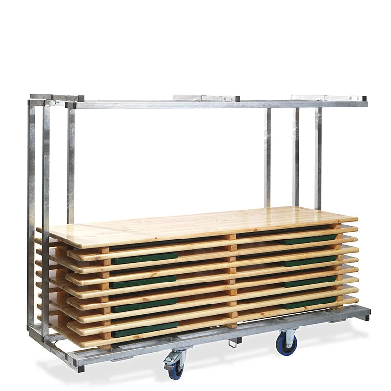 Feros chariot de transport pour jusqu’à 10 ensembles tables-bancs de fête, (LxPxH) 2315x590/890x1805 mm