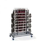 Feros Elegance Transportwagen für 16 Absperrpfosten und Absperrkordeln, Hammerschlag, 1290 x 760 x 1800 mm