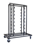 Feros Elegance Transportwagen für 16 Absperrpfosten und Absperrkordeln, Hammerschlag, 1290 x 760 x 1800 mm