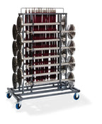 Feros Elegance Transportwagen für 16 Absperrpfosten und Absperrkordeln, Hammerschlag, 1290 x 760 x 1800 mm