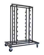 Feros Elegance Transportwagen für 16 Absperrpfosten und Absperrkordeln, Hammerschlag, 1290 x 760 x 1800 mm