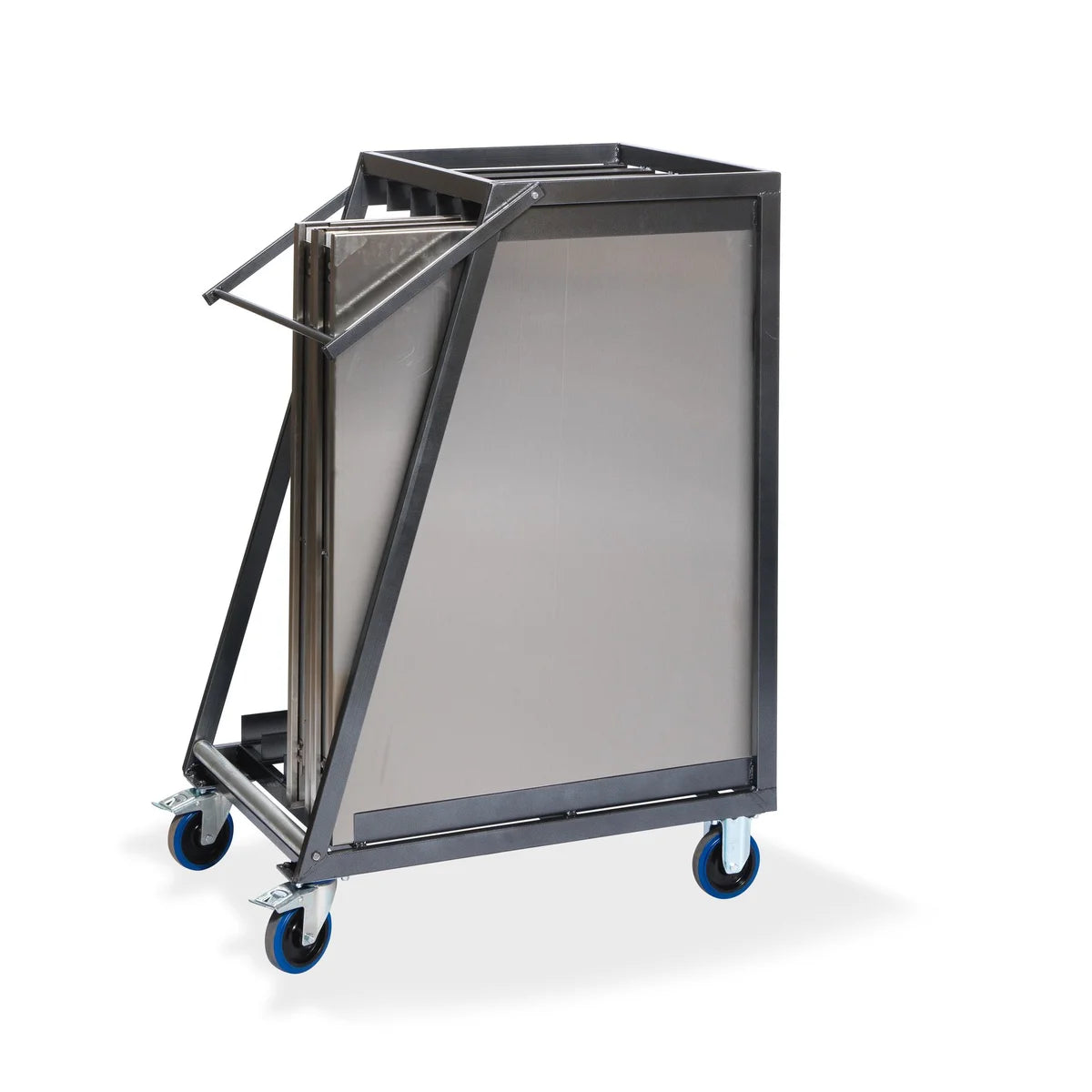 Chariot de transport Feros pour jusqu’à 5 tables pliantes en inox, 880 x 650 x 1130 mm