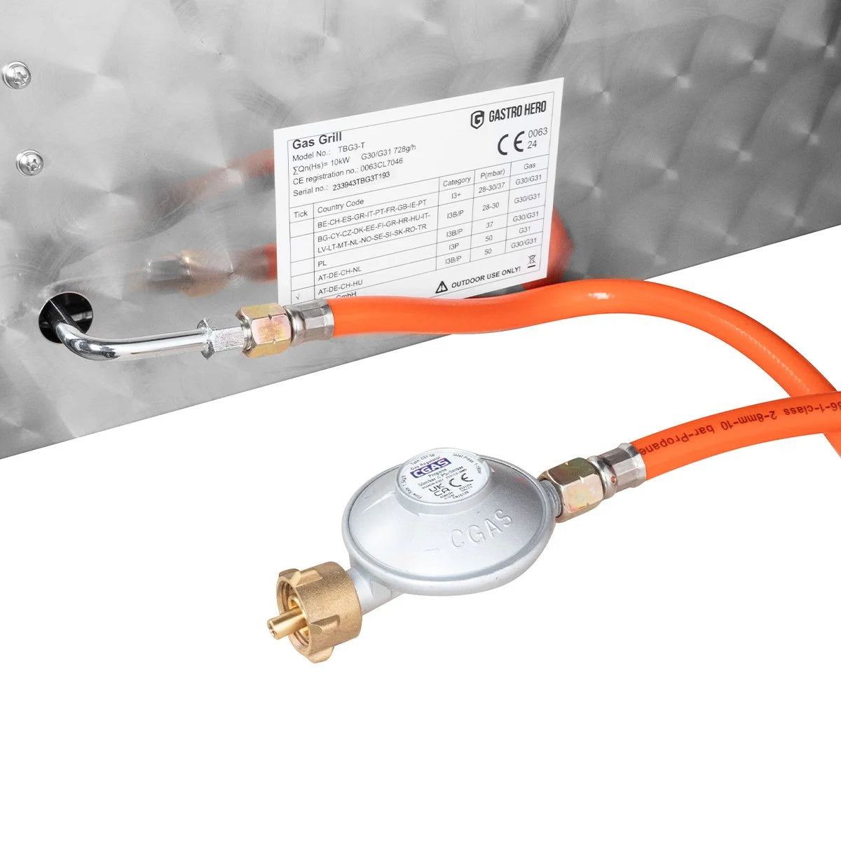 grill à gaz avec 3 brûleurs 10 kW, 650 x 570 x 270 mm