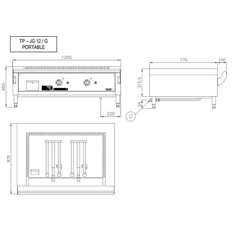 Grill Teppanyaki - GAZ - TP 12/JGP plaque de cuisson inox - appareil de table