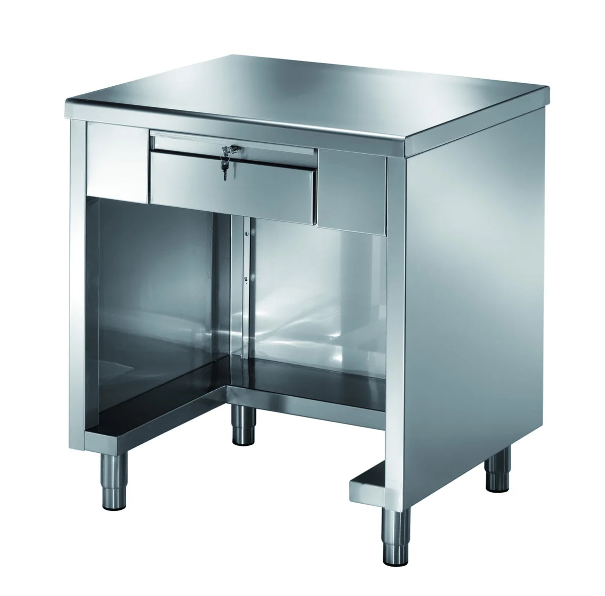 Table de caisse PROFI fermée sur 3 côtés avec tiroir verrouillable 800x700x890