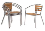 Fauteuils empilables Bolero en aluminium et bois de frêne - 4 pièces