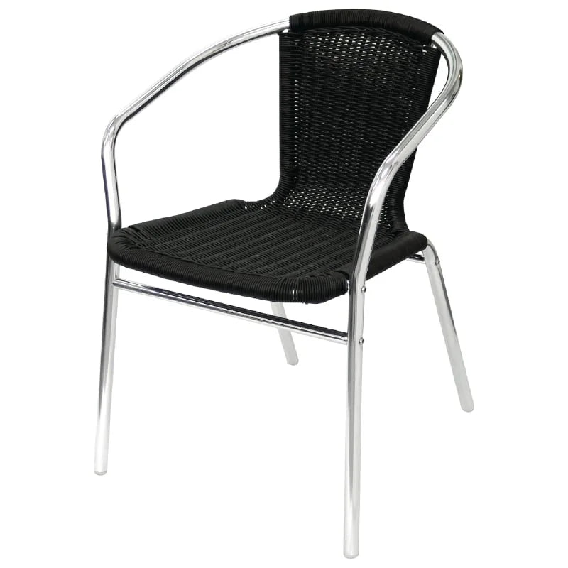 Rattanstühle Bolero schwarz stapelbar - 4 Stück