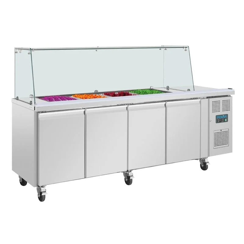 Saladette comptoir réfrigérée 4 portes Polar Série U avec protection