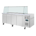 Saladette comptoir réfrigérée 4 portes Polar Série U avec protection