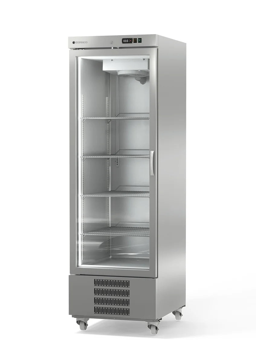Armoire de congélation en acier inoxydable Coreco US Range 650 avec porte vitrée