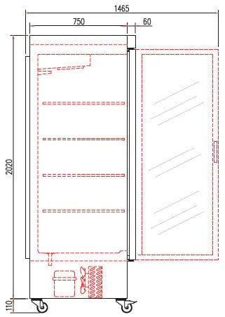 Armoire réfrigérée en acier inoxydable Coreco US Range 1400 avec portes vitrées