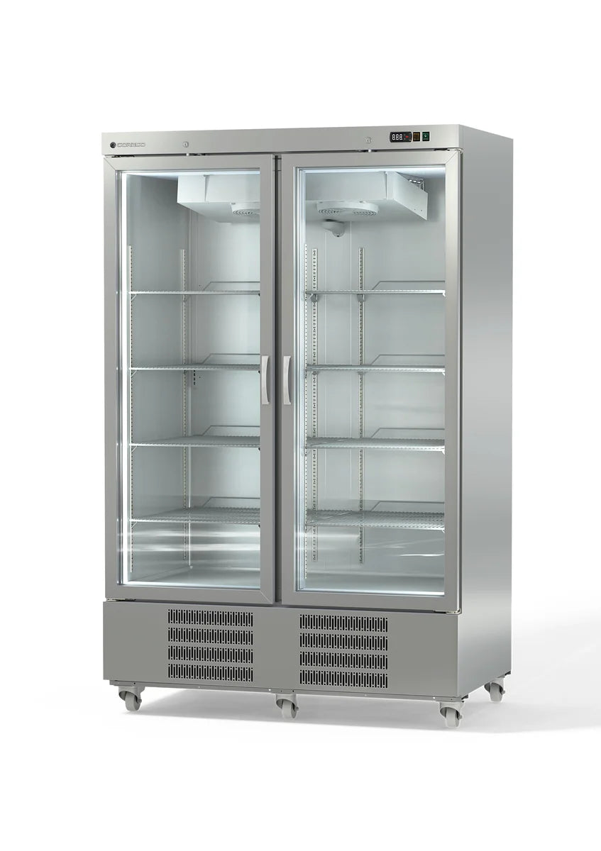 Armoire réfrigérée en acier inoxydable Coreco US Range 1400 avec portes vitrées
