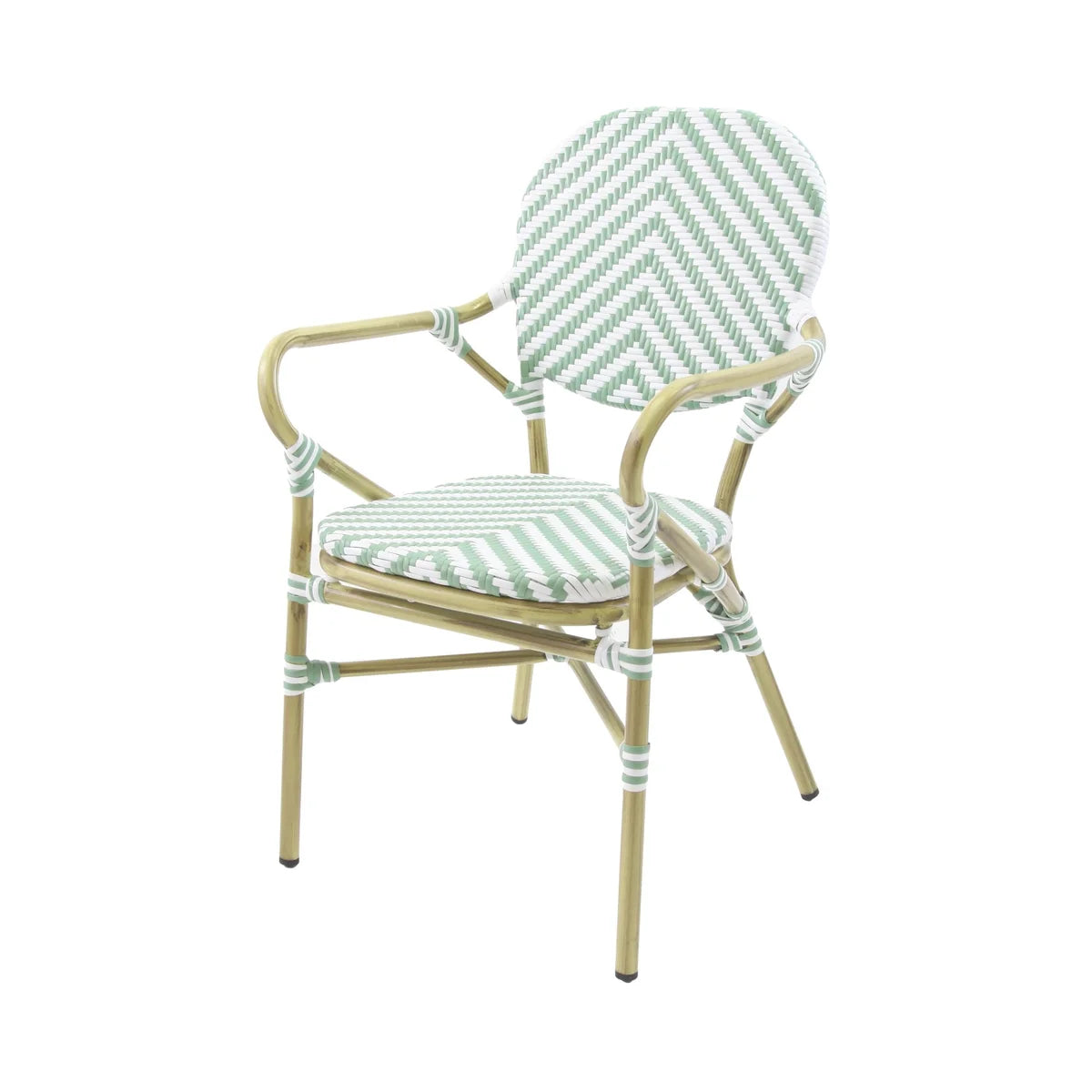 Feros Tango Bistrostuhl Rattan – Bambus-Weiß/Pastellgrün