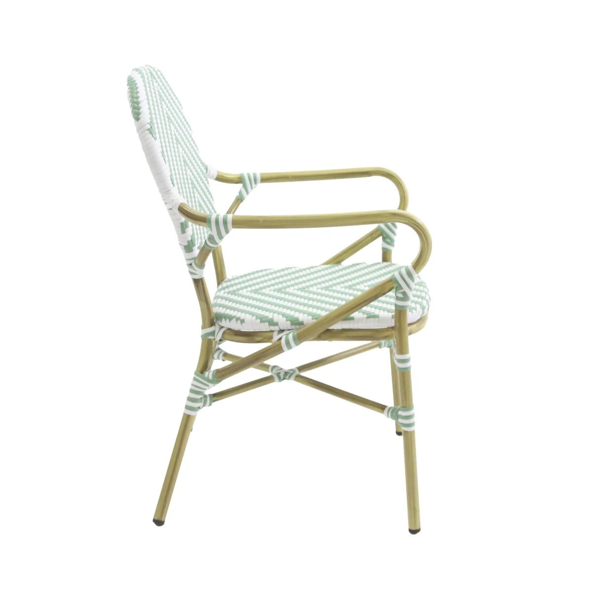 Feros Tango Bistrostuhl Rattan – Bambus-Weiß/Pastellgrün