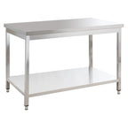 Edelstahl Arbeitstisch Basic 14x7 mit Grundboden, zur Selbstmontage