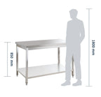 Edelstahl Arbeitstisch Basic 12x7 mit Grundboden, zur Selbstmontage