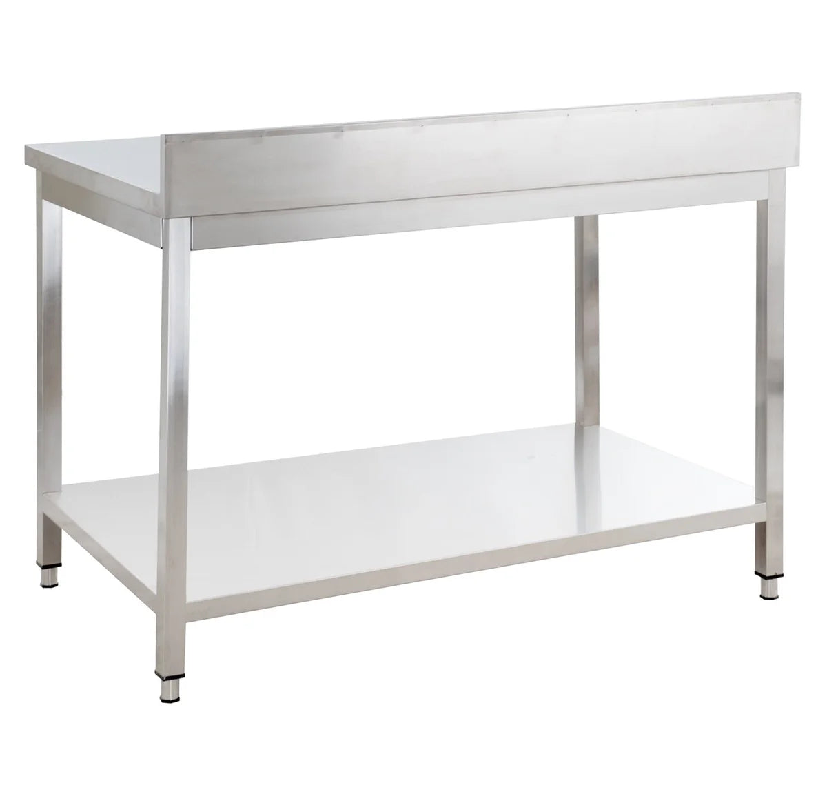 Edelstahl Arbeitstisch Basic 10x6 mit Grundboden und Aufkantung, zur Selbstmontage