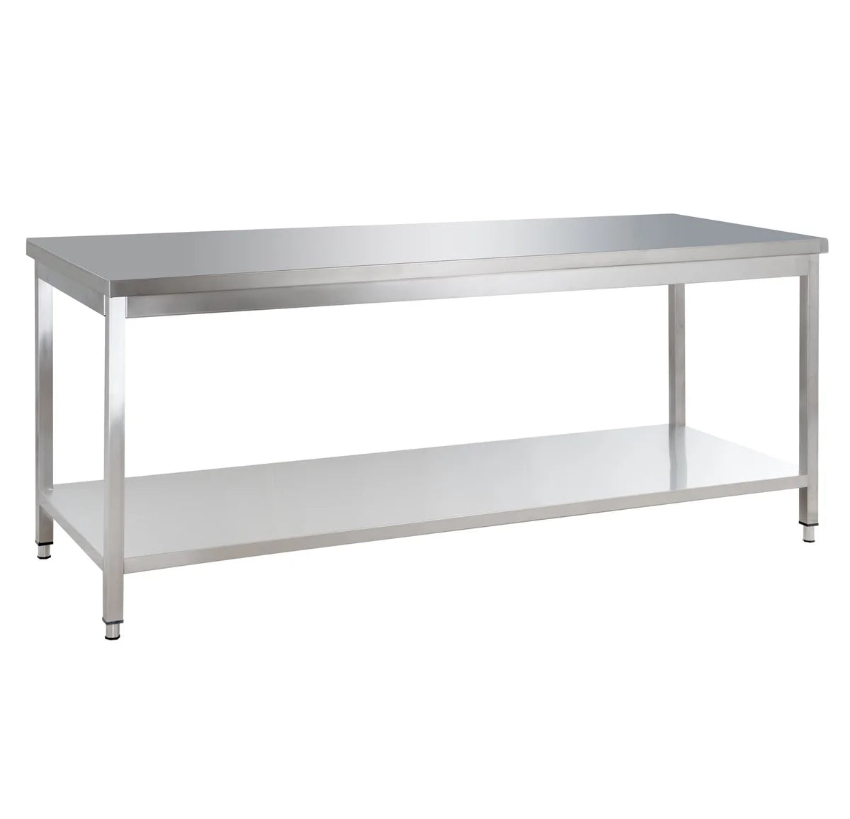 Edelstahl Arbeitstisch Basic 20x7 mit Grundboden, zur Selbstmontage