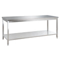 Edelstahl Arbeitstisch Basic 18x7 mit Grundboden, zur Selbstmontage