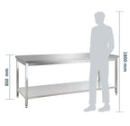Edelstahl Arbeitstisch Basic 18x6 mit Grundboden, zur Selbstmontage