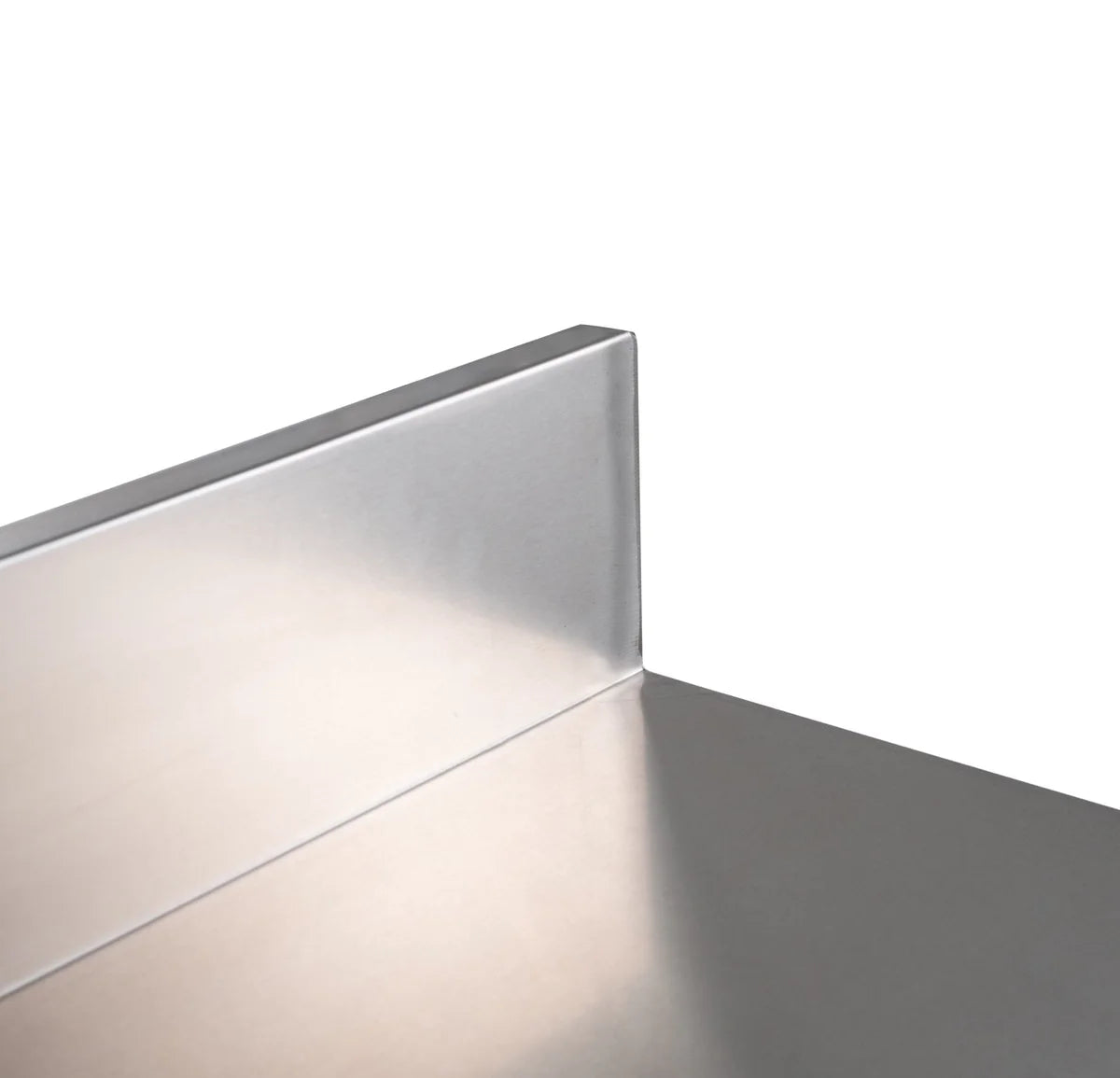 Edelstahl Arbeitstisch Basic 16x7 mit Grundboden und Aufkantung, zur Selbstmontage