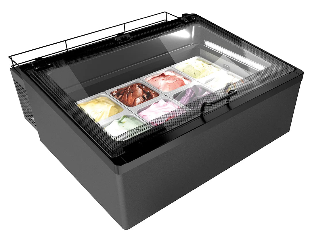 Nordcap Auftisch-Eisvitrine MINI CREAM 4V LED GRAU