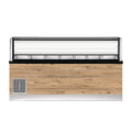 PRO LINE Comptoir à salades 7x 1/1 GN, 256x88x134 cm, granit noir, éclairage LED