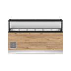 CLASSIC LINE Comptoir à salades 6x 1/1 GN, 226x88x134 cm, granit noir, éclairage LED