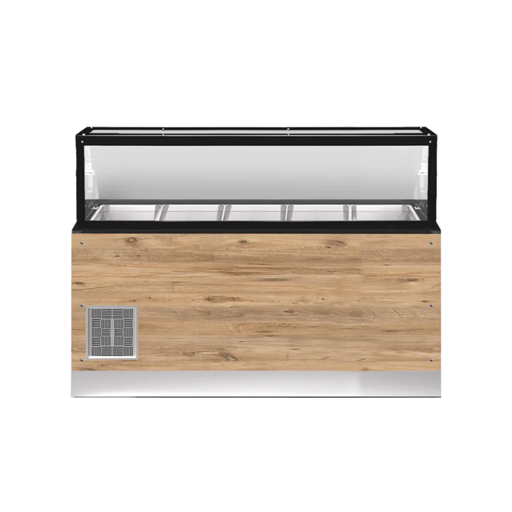 CLASSIC LINE Salattheke 5x 1/1GN, 180x88x134cm, schwarzer Granit, LED Beleuchtung