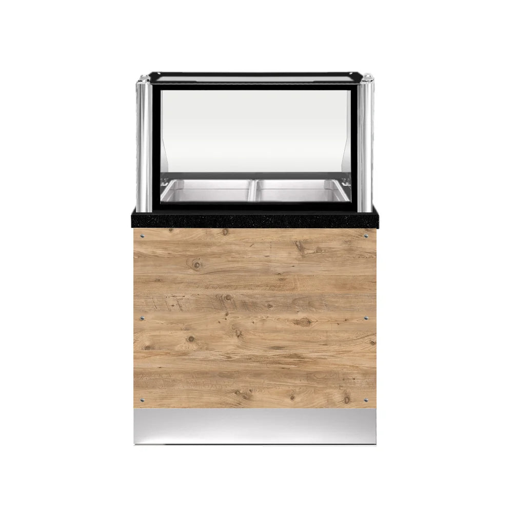 PRO LINE Bain-Marie 2x 1/1GN, 80x88x134 cm, granit noir, éclairage LED