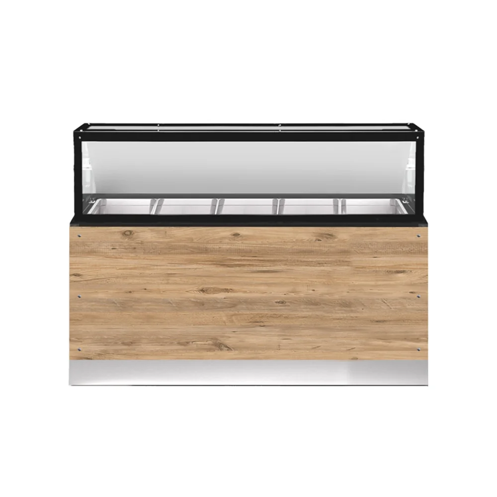 CLASSIC LINE Bain-Marie 5x 1/1GN, 180x88x134cm, schwarzer Granit, LED Beleuchtung