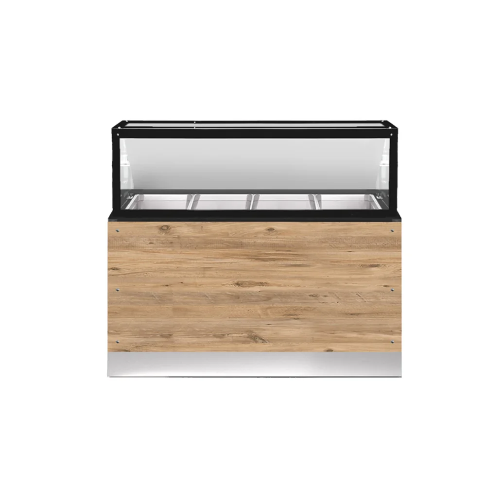 CLASSIC LINE Bain-Marie 4x 1/1GN, 150x88x134cm, schwarzer Granit, LED Beleuchtung